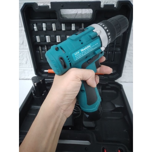 Máy khoan pin 12V hãng makita 2 pin kèm phụ kiện siêu khỏe siêu bền pin siêu trâu - khoan tường - BH 12 tháng