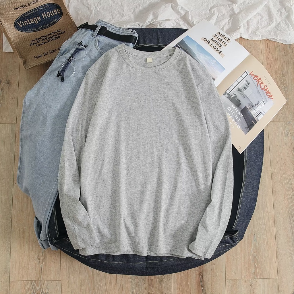 Áo thun tay dài màu sắc đơn giản dành cho nam và nữ