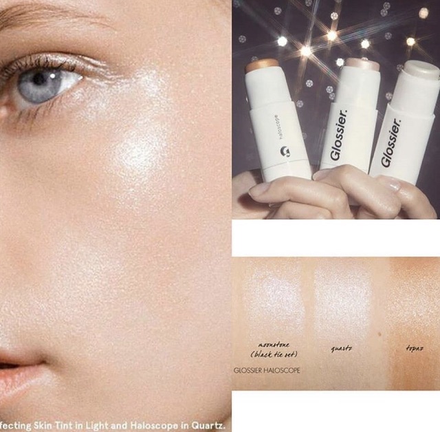 Gom order bộ trang điểm Glossier boy brow + haloscope