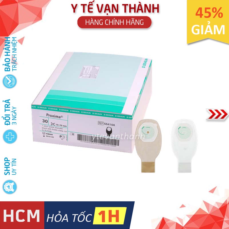 ✅ [HỘP 30 TÚI] Túi Phân Hậu Môn Nhân Tạo 1 Mảnh- B.Braun Proxima (Sử Dụng Kẹp), Braun (Đức), Túi Phân -VT0600