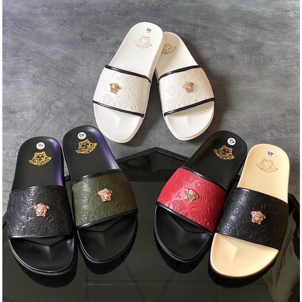 Dép Da PU Quai Ngang VERSACE Nam, Nữ, Unisex Thiết Kế Thời Trang,Cao Cấp, Êm Chân Và Chất Lượng
