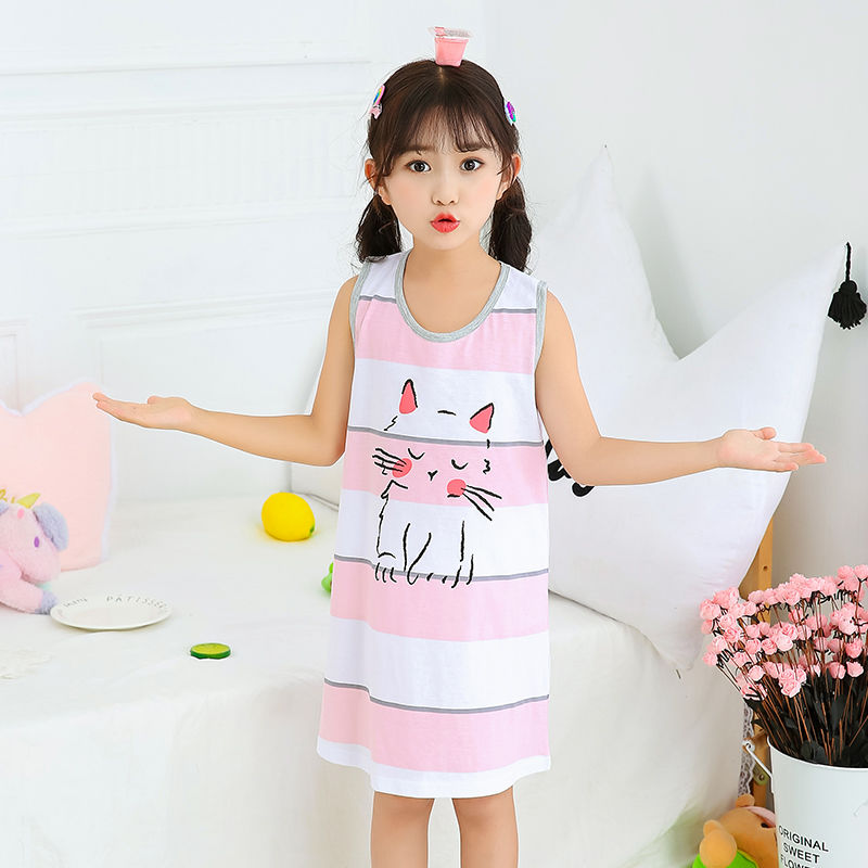 Đầm Ngủ Hai Dây Chất Liệu Cotton Mỏng Dành Cho Bé Gái