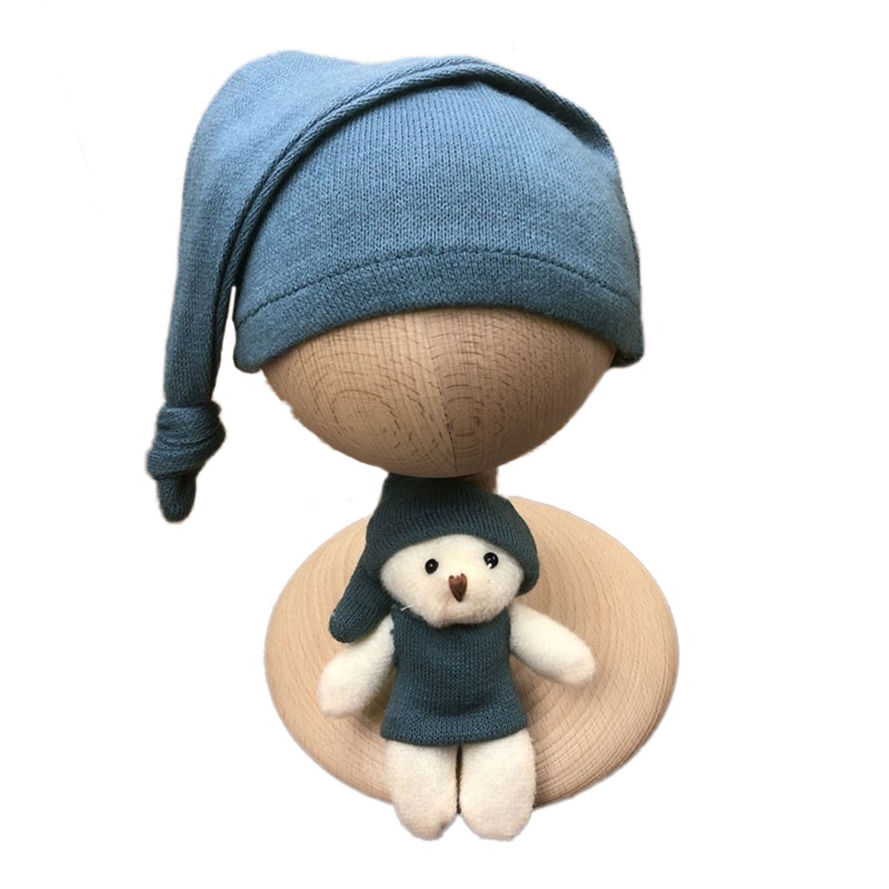 Bộ 2 Mũ Beanie Thắt Nút Dài Đuôi Làm Phụ Kiện Chụp Ảnh Cho Bé Sơ Sinh