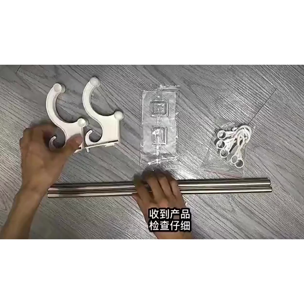 Kệ treo khăn 2 thanh Inox DÁN TƯỜNG tiện lợi (dài 40cm)