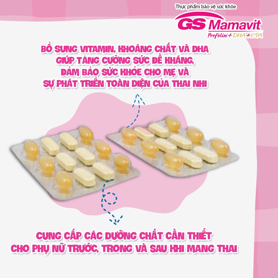 Vitamin Bầu GS Mamavit Prefolin DHA 60 Viên Cung Cấp Vitamin, DHA Cho Phụ Nữ Mang Thai Cho Bé Thông Minh Khỏe Mạnh