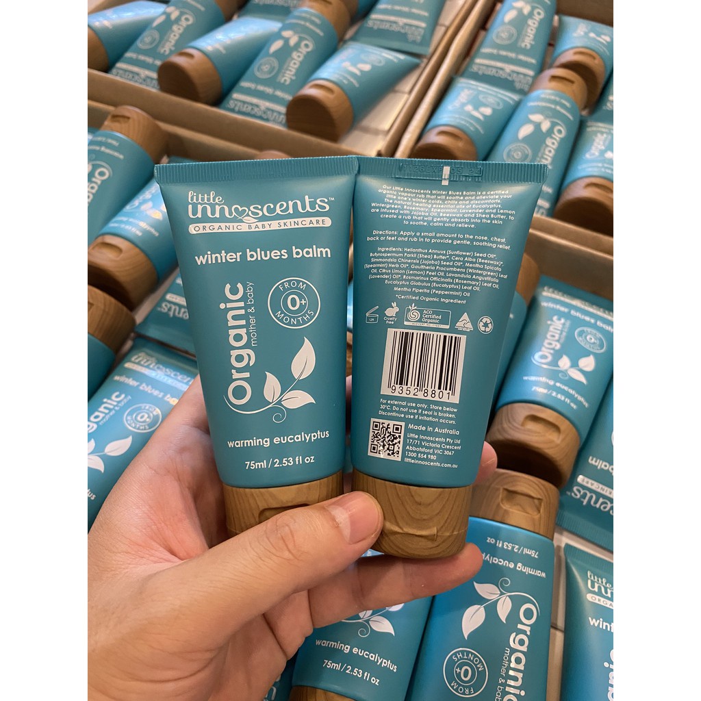 Dầu giữ ấm ngực Organic Little Innoscents Winter Blues Balm 75ml - Xuất xứ Úc
