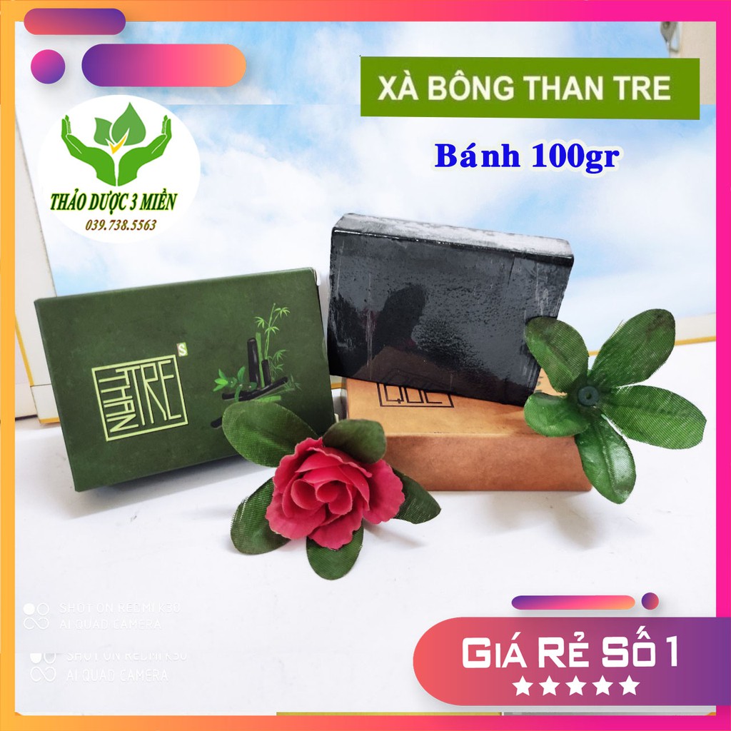 Xà bông than tre sinh dược organic bánh 100gr sạch mát da, ngừa mụn, sát khuẩn, tẩy da chết, mùi bạc hà tươi mát | BigBuy360 - bigbuy360.vn