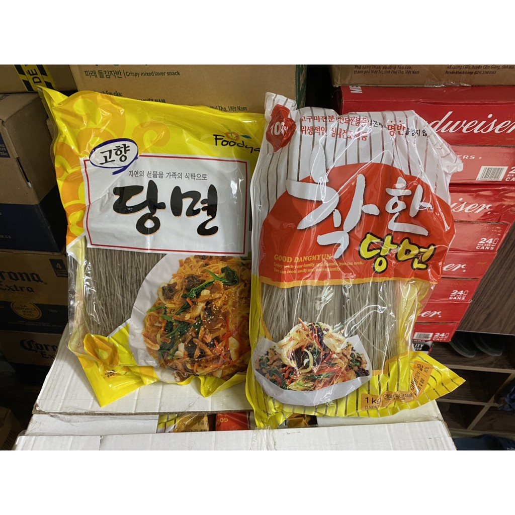 Miến khoai lang Hàn Quốc cao cấp Gogi và Nongwoo gói 1kg làm miến trộn, miến xào thích hợp với cả người ăn chay