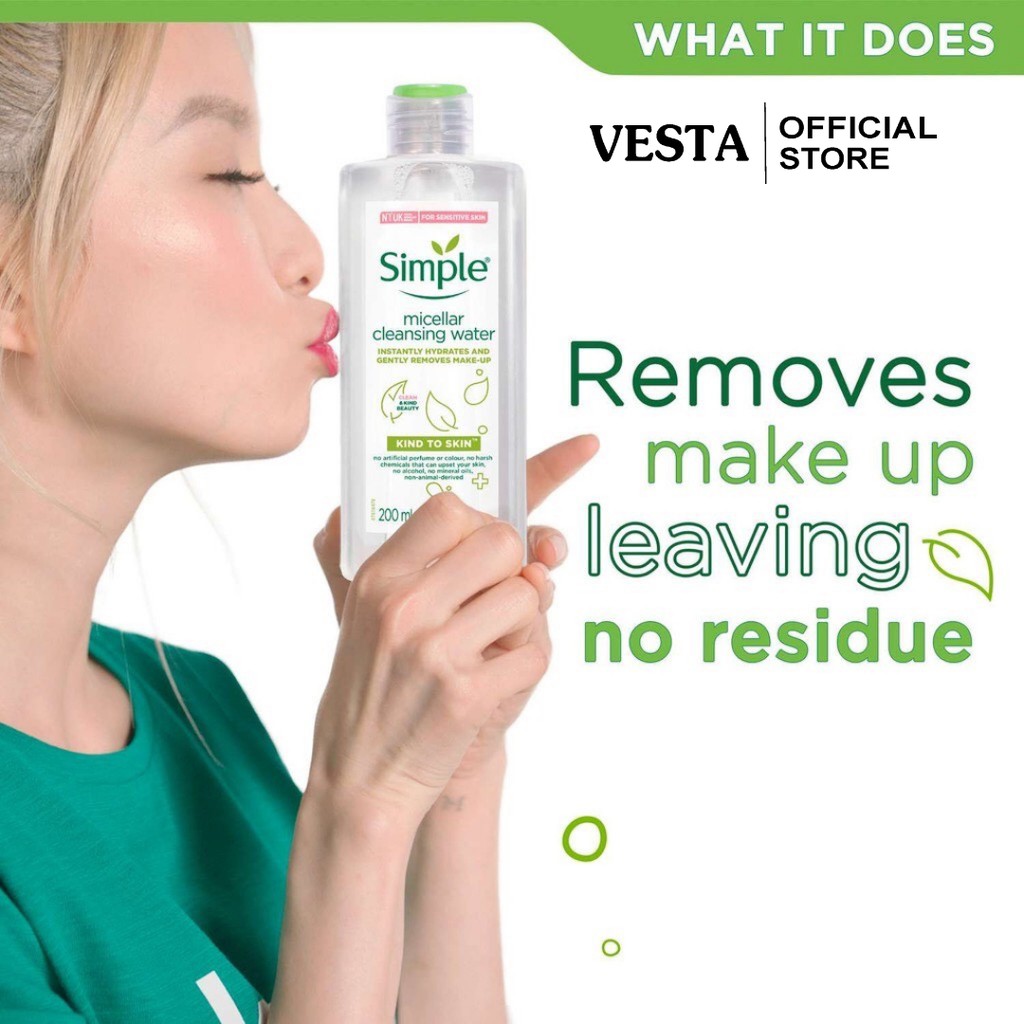 Nước Tẩy Trang Simple Micellar 200ml Làm Sạch Trang Điểm Skincare Chăm Sóc Dưỡng Da Vượt Trội | BigBuy360 - bigbuy360.vn