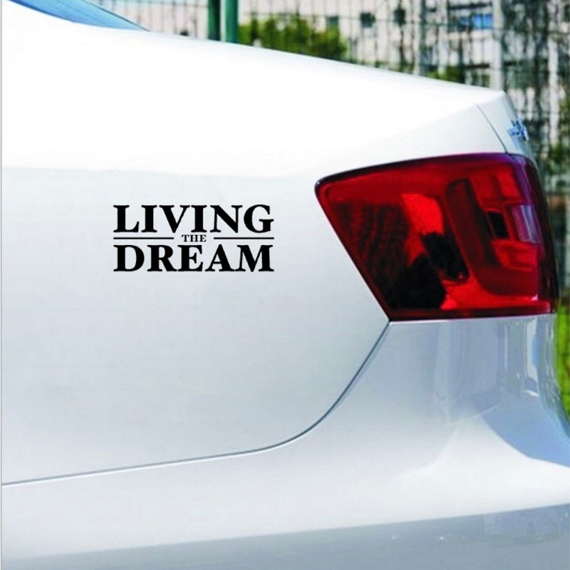 Đề can vinyl Living The Dream độc đáo trang trí xe hơi kích cỡ 15cmx6.3cm