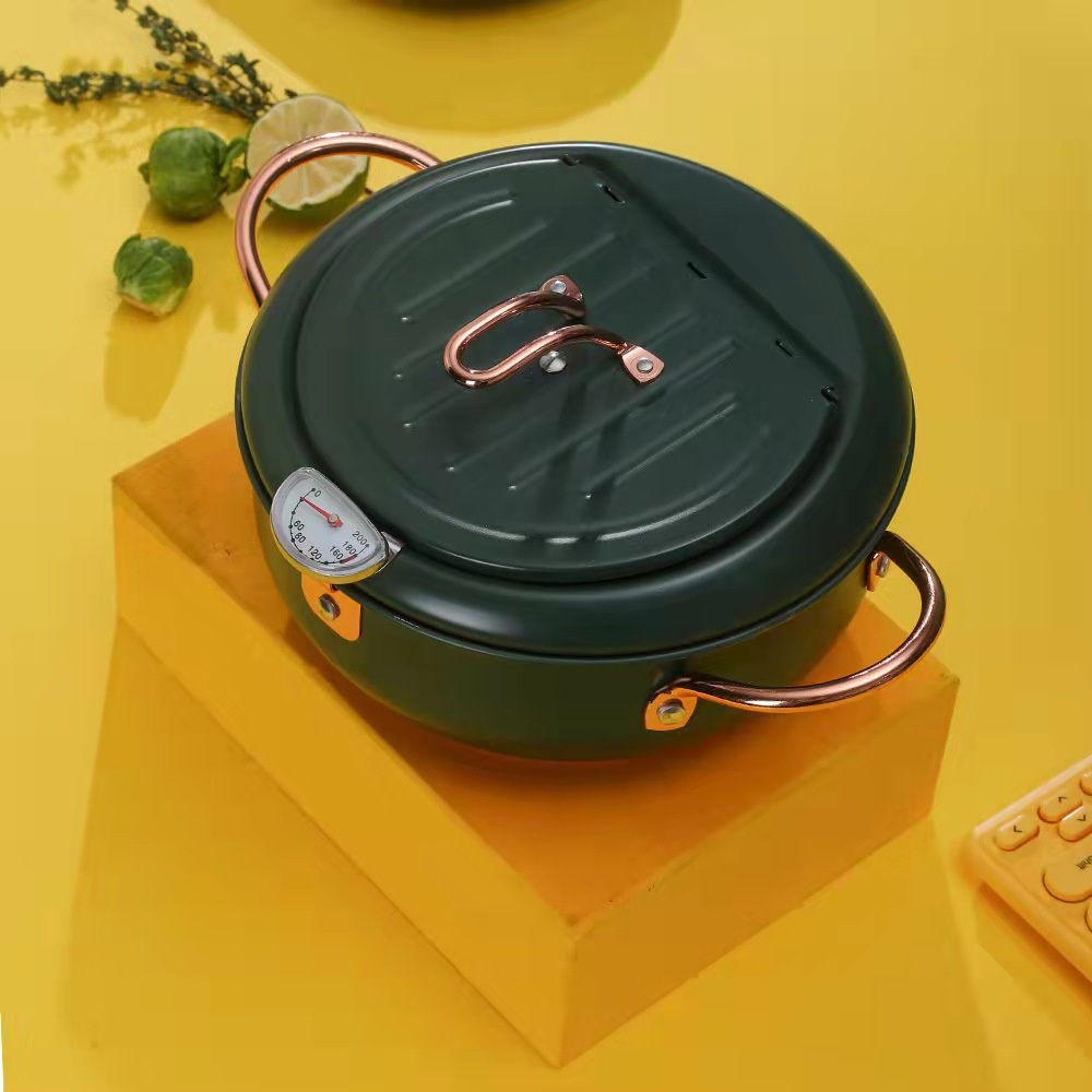 Nitrogen071 Nồi chiên bằng thép không gỉ 304 Nhiệt độ nấu ăn mini có thể điều khiển với nhiệt kế cho nhà bếp