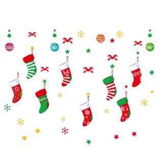 Decal trang trí Noel - Rèm tất đỏ