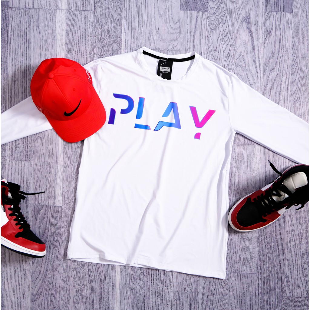 Áo thun nam dài tay in hình Play - áo giữ nhiệt nam, co dãn 4 chiều