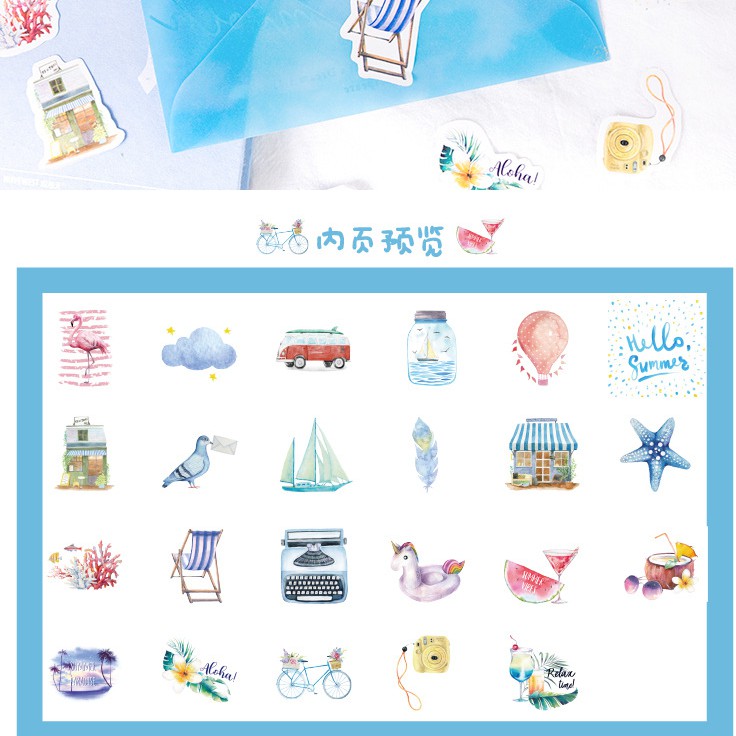 Hộp 46 sticker trang trí planner scrapbook M3