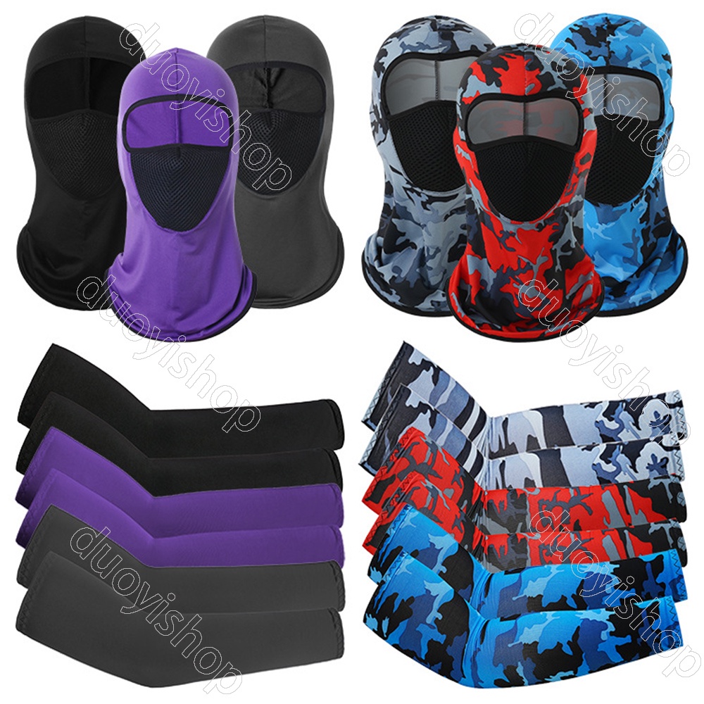 Ống Tay Áo + Khăn Bandana Họa Tiết Rằn Ri Quân Đội Chống Bụi Chống Tia UV Cho Hoạt Động Thể Thao Ngoài Trời