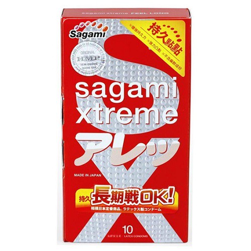 Bao cao su sagami feel long gân gai, kéo dài thời gian 10c