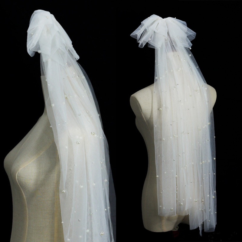 Mạng Che Mặt Vải Tuyn Đính Ngọc Trai Dễ Sử Dụng Cho Cô Dâu