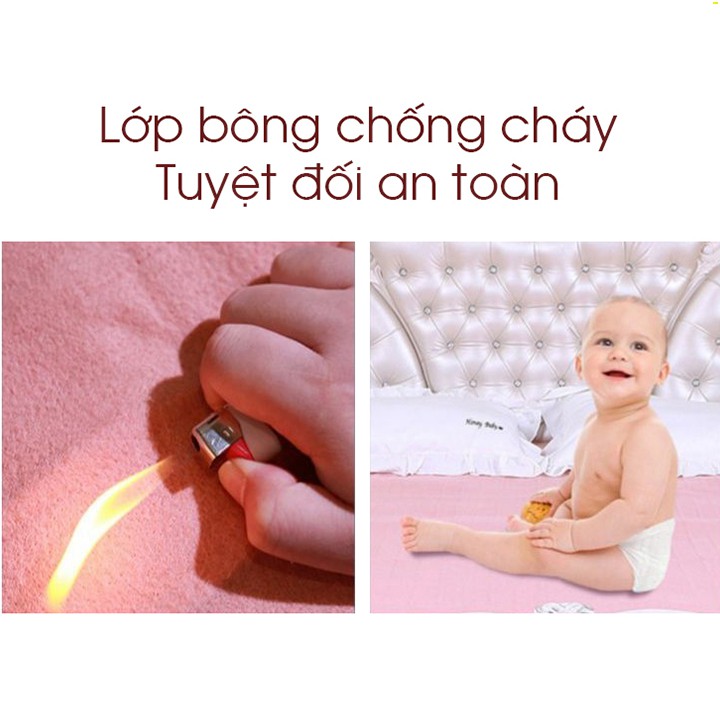 [CHÍNH HÃNG] Chăn Đệm Điện Sưởi Ấm Cao Cấp Chất Liệu Bông Chống Cháy Nổ, 2 Vùng Nóng Lạnh Độc Lập