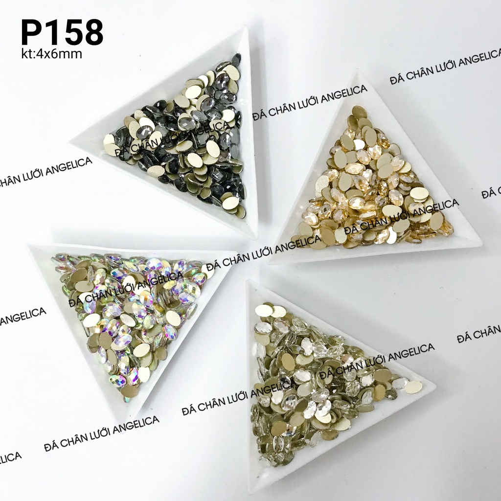Túi 10 Viên Đá Nail Chân Bằng Hình Bầu Dục Trang Trí Móng ANGELICA P158