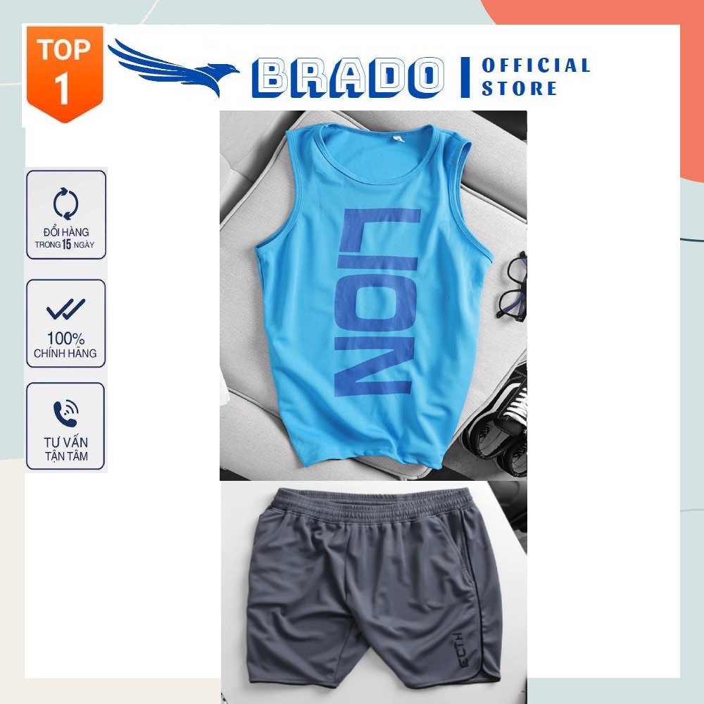 [ 𝐂𝐎𝐌𝐁𝐎 𝐋𝐈𝐎𝐍 ] Bộ Quần Áo thể thao nam, tập gym, chơi thể thao chạy bộ chất vải Thun Thái co giãn, thoáng mát