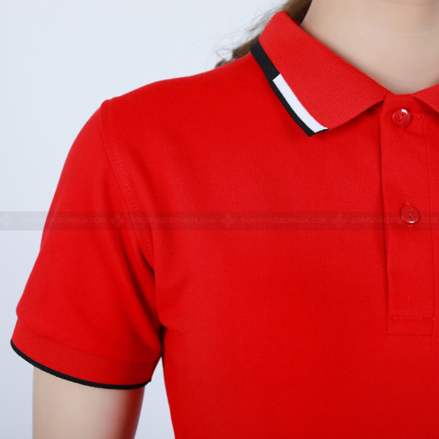 [ Giá Gốc ] Áo Thun PoLo Đồng Phục Đỏ Phối Cổ Đỏ  Trắng Đen Thời Trang Bao Đẹp MIỄN PHÍ IN LOGO- Đồng Phục Bốn Mùa