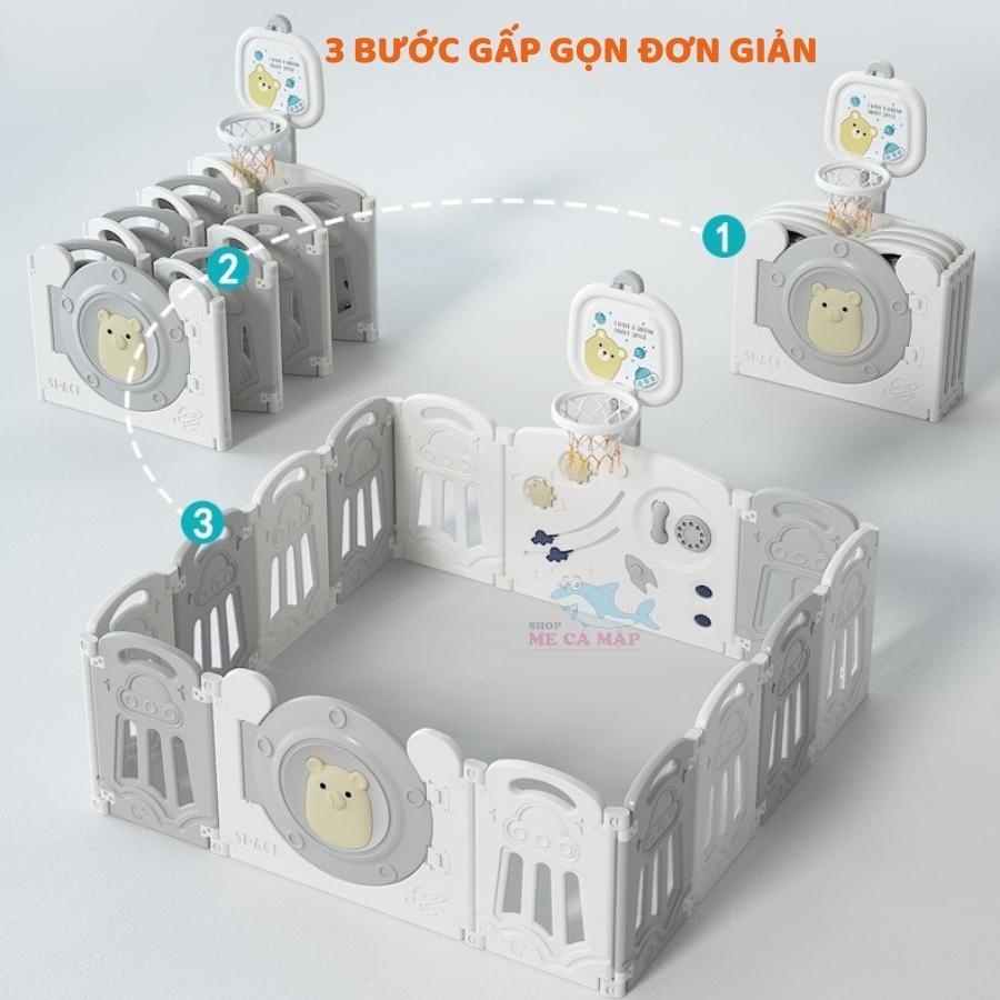 Quây cũi nhựa gấp gọn Pakey Gấu, tặng 100 BÓNG + THẢM+GIỎ mẫu mới nhất 2022 bản dày dặn nhiều kích thước