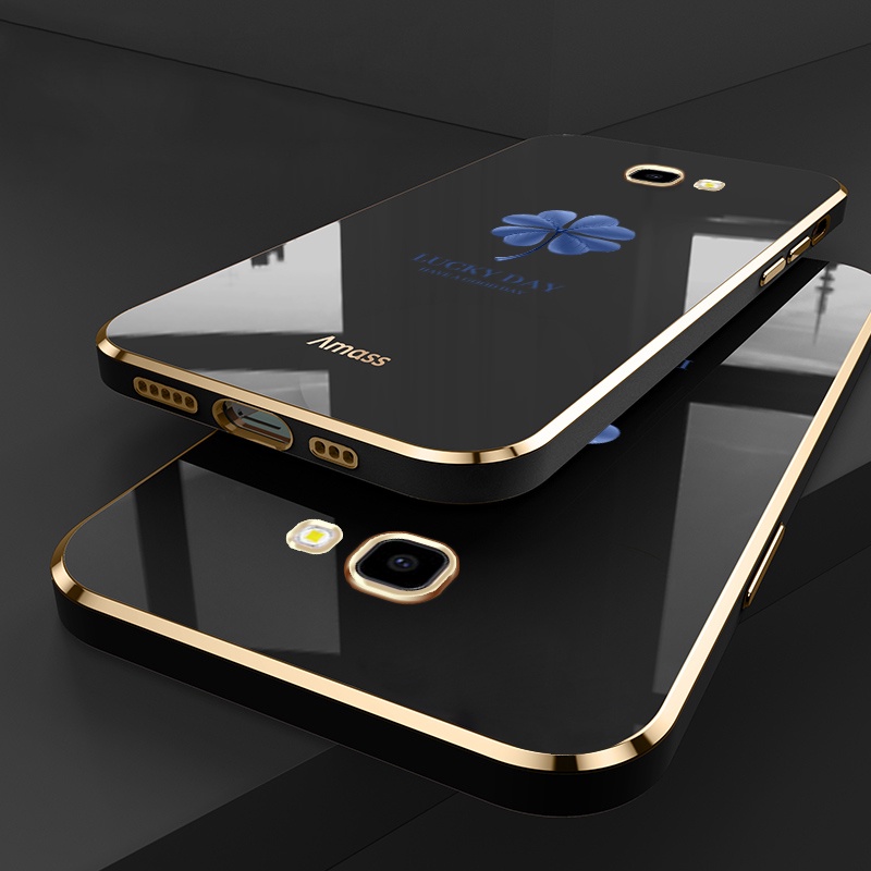 Ốp Điện Thoại Silicon Mạ Viền Họa Tiết Cỏ Bốn Lá Đơn Giản Sang Trọng Cho Samsung Galaxy J4 + J4 Plus J6 J7 Prime J2 Prime