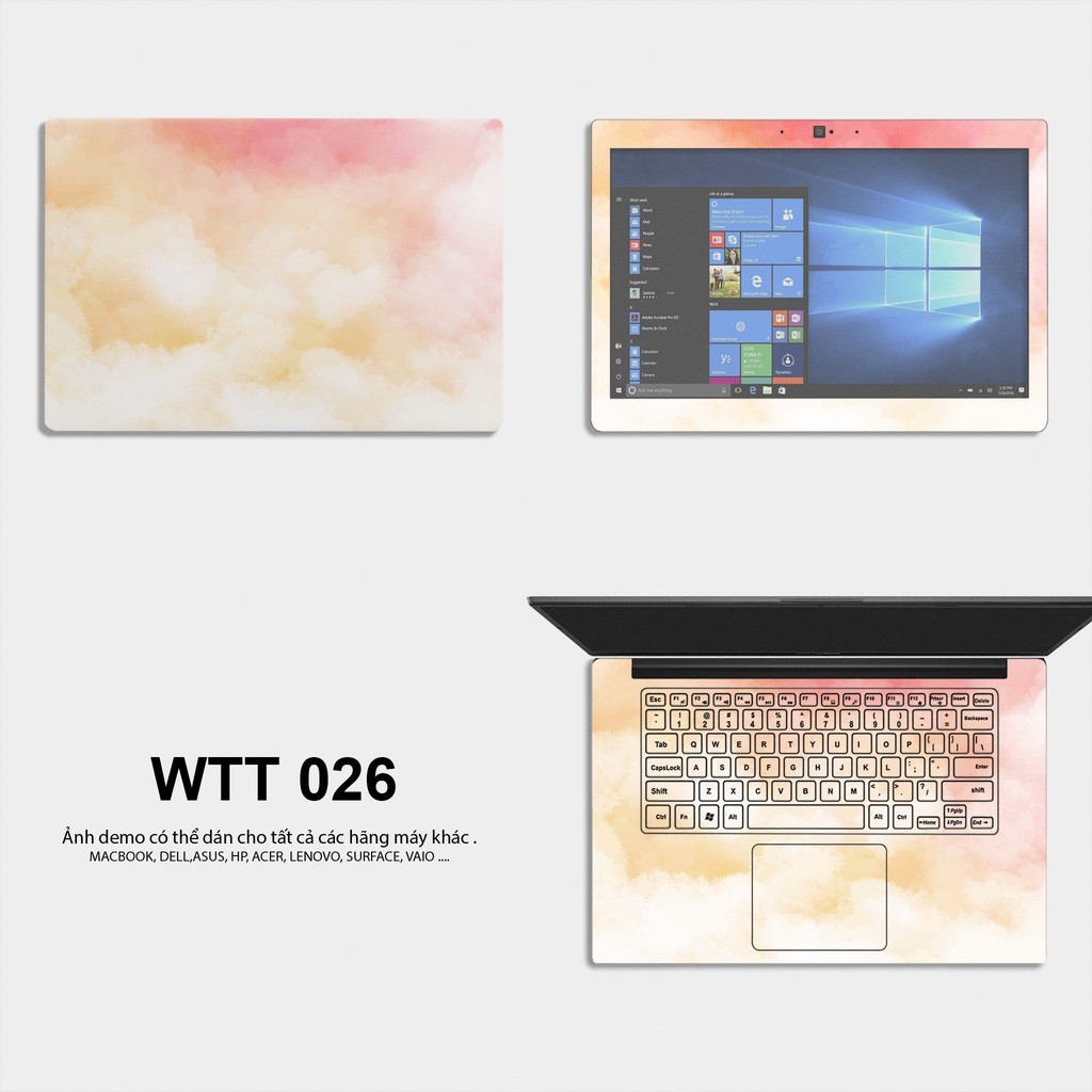 Miếng Dán Skin Laptop - Mẫu Màu Nước - Dán cho Dell, Hp, Asus, Lenovo, Acer, MSI, Surface,Vaio, Macbook