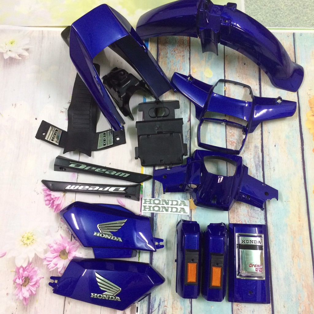 Bộ dàn áo  xe DREAM 2-vỏ nhựa xe máy dreamll nhựa nguyên sinh ABS màu Xanh GP