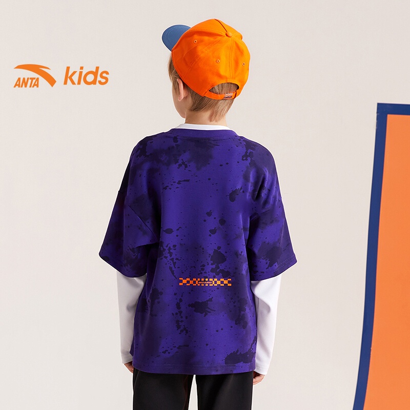 Áo phông dài tay thời trang bé trai thương hiệu Anta Kids 352138432B