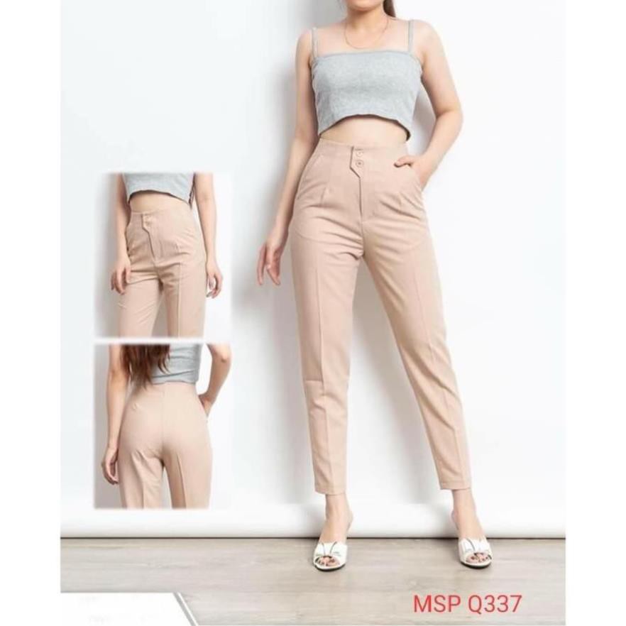 Quần baggy 2 khuy lệch chất vải cao cấp quần tây âu công sở form dáng đẹp thời trang Banamo Fashion quần baggy 8316