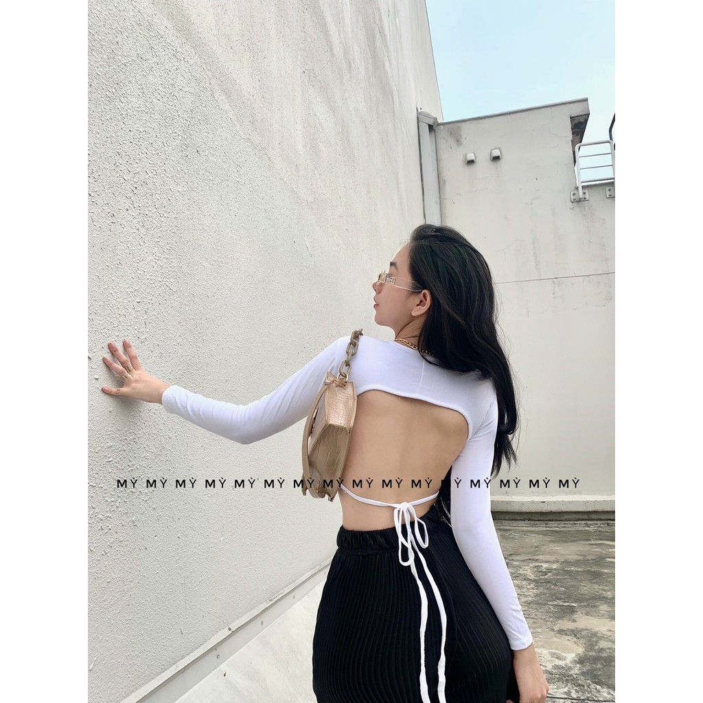 Áo hở lưng tay dài thun lụa có mút ngực "HỞ LƯNG TAY DÀI" | BigBuy360 - bigbuy360.vn