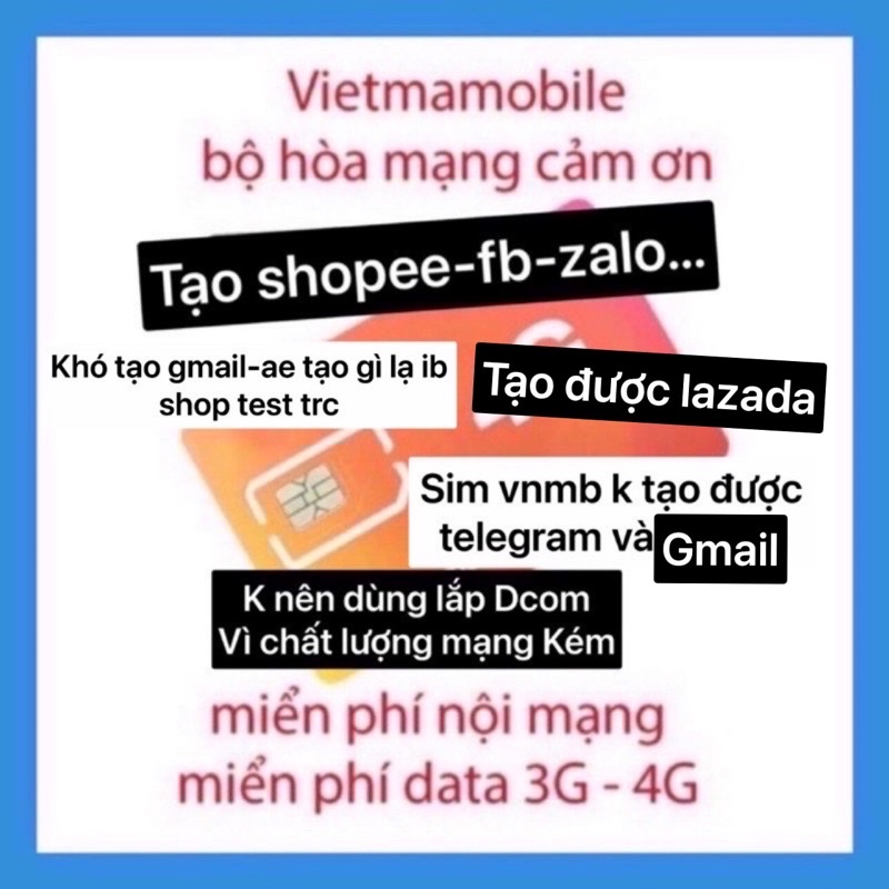 Sim 4G VNMB không giới hạn DATA gói cước cảm ơn 30k/tháng