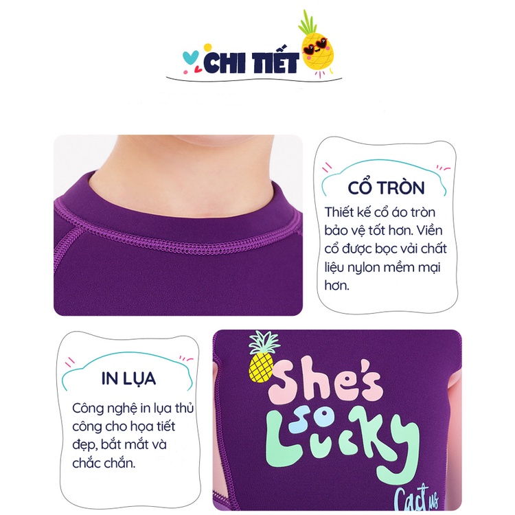 Đồ bơi bé gái, đồ bơi giữ nhiệt, chống nắng chống thấm nước cao su Neoprene độ dày 2.5mm bảo vệ tốt cho bé
