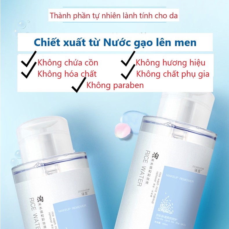 Nước Tẩy Trang Gạo ZENSHOW Rice Water Làm Sạch Dưỡng Ẩm 300ml (ZS24)