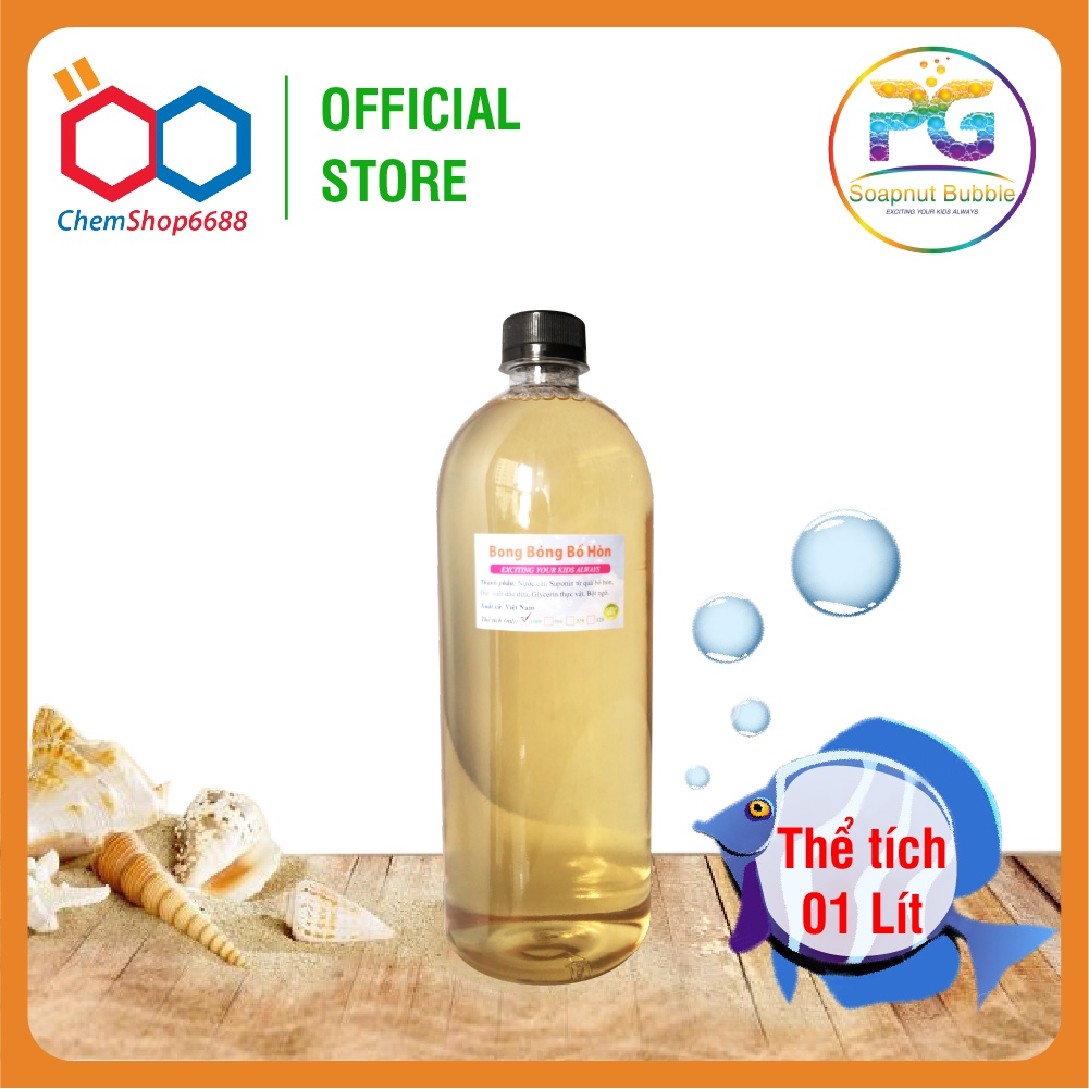 Chai 1Lít Dung dịch bong bóng xà phòng từ quả bồ hòn, MADE IN VN (NATURAL bubble solution for kids)