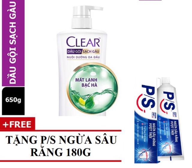 [1 tặng 1] Dầu gội Clear bạc hà 650g + Khăn 50x1m | BigBuy360 - bigbuy360.vn