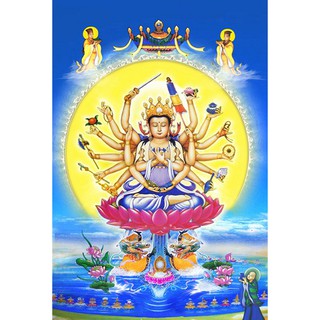 Tranh đính đá tự làm.Tranh Phật mẫu chuẩn đề.