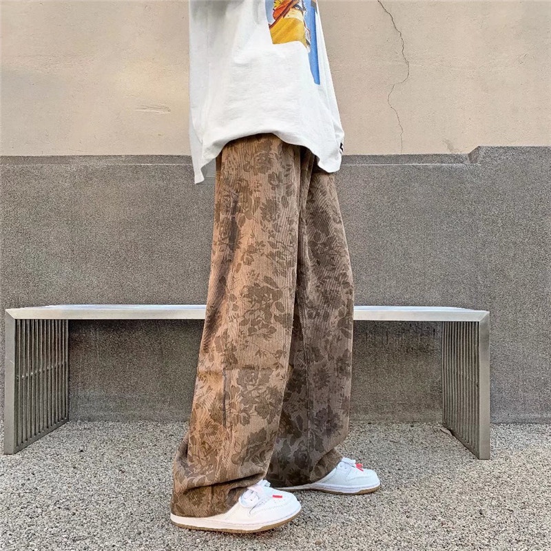 Quần Nhung Ống Rộng Thời Trang Retro Nhật Bản Dành Cho Nam / Size M-3XL / 2 Màu