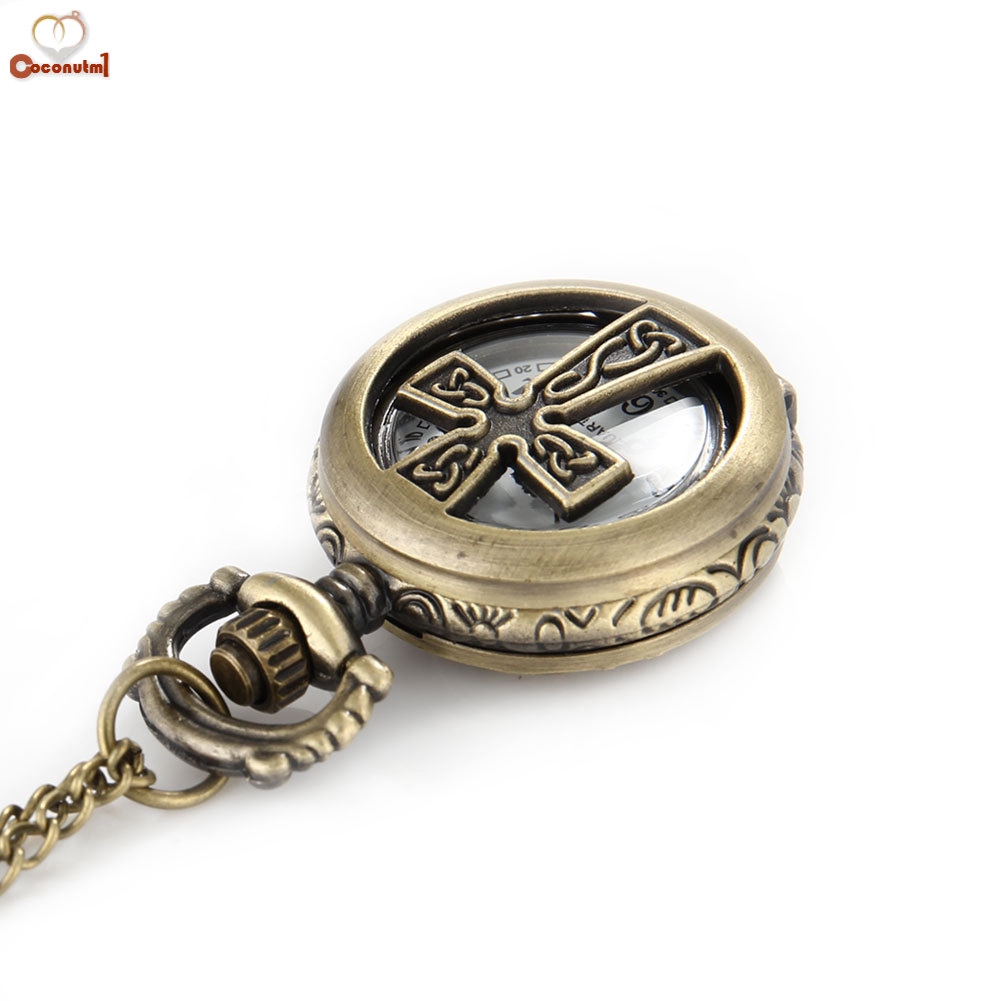 Đồng hồ quả quýt chạm khắc hình thánh giá phong cách cổ điển