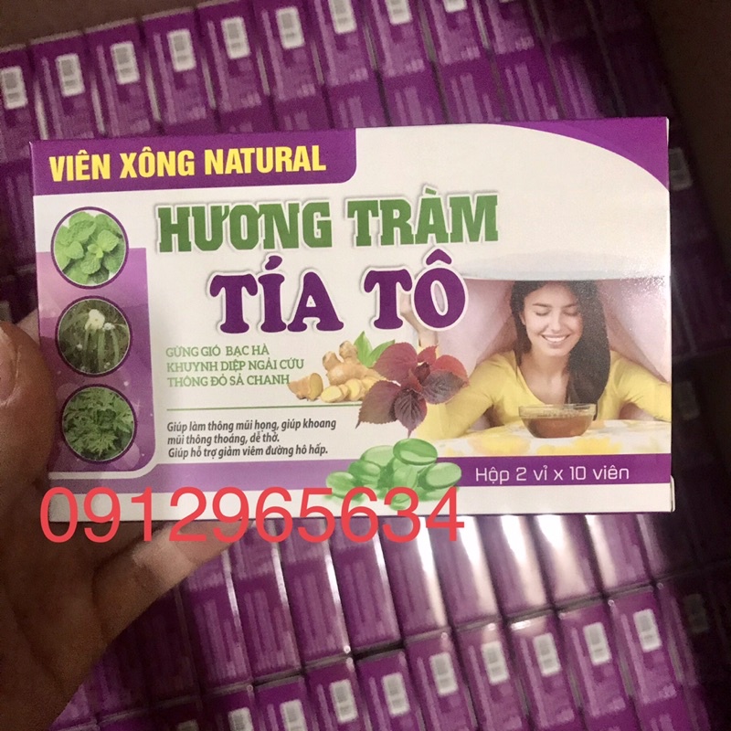 Viên xông thảo dược Hương Tràm Tía Tô giúp thông mũi sạch họng tăng đề kháng hô hấp khoẻ mạnht