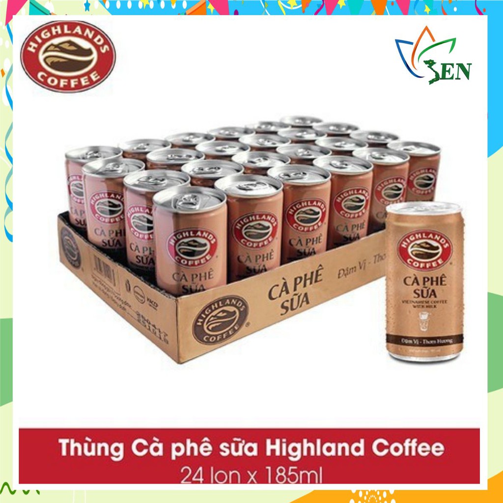 [SenXanh CAFE] Thùng 24 lon cà phê sữa Highland Coffee 185ml