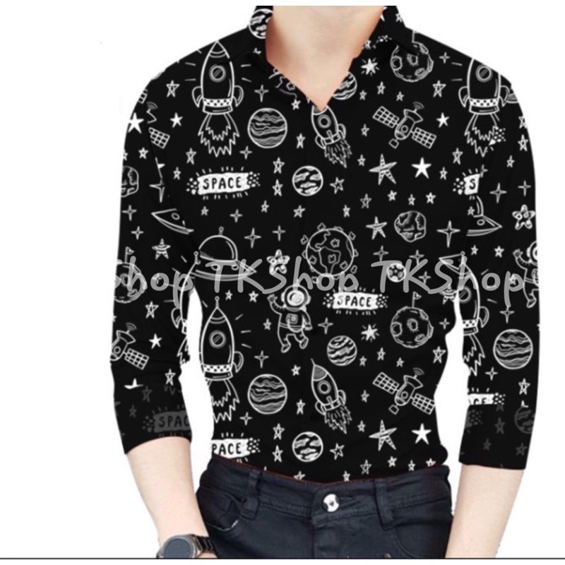Áo sơ mi nam tay dài hoạ tiết “OuttaSpace” Bigsize < 125kg