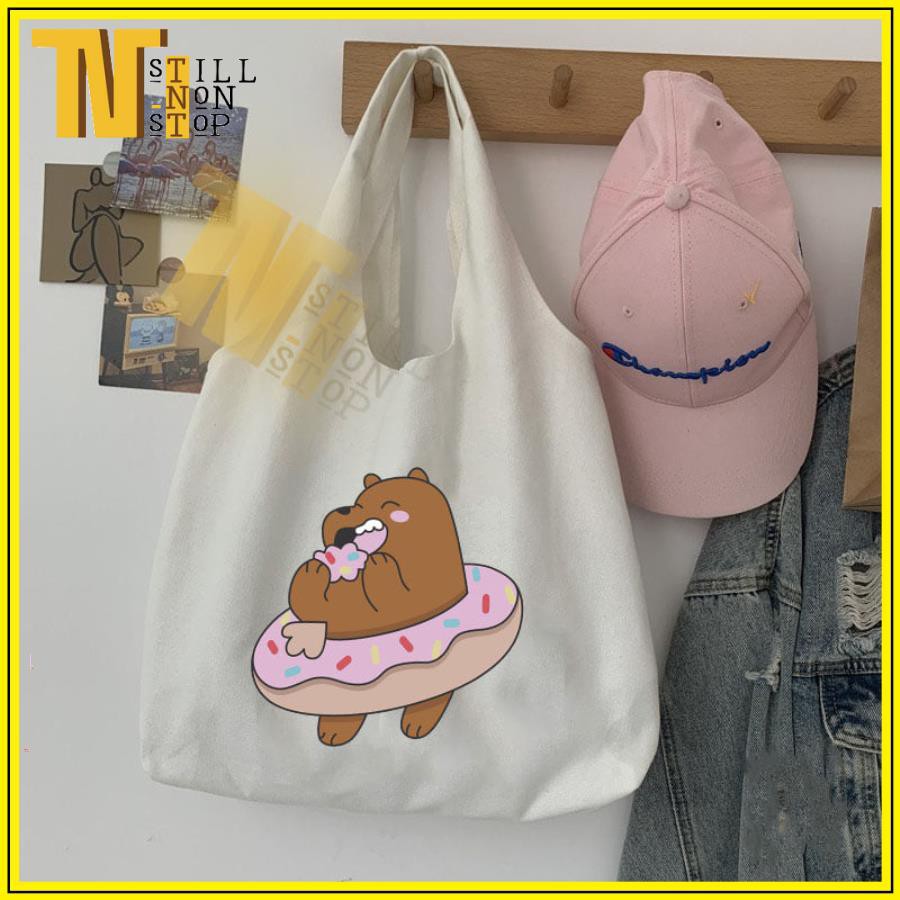 [Mã FASHIONT4WA2 giảm 10K đơn từ 50K] Túi đeo vai , túi tote (VẢI CANVAS MỀM - QUAI LIỀN) - GẤU PHAO