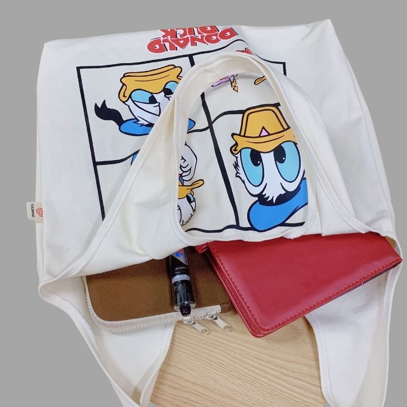 Túi tote vải canvas đeo vai đựng đồ đi học giá rẻ phong cách Hàn Quốc TUCANVAS TCV31