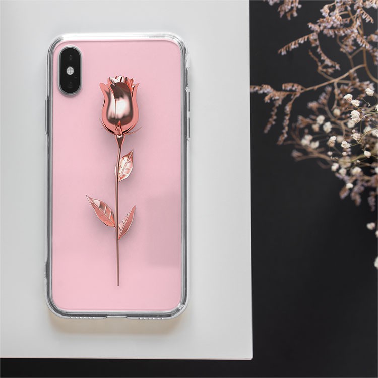 Ốp lưng Lá case BÔNG HỒNG VÀNG 3D Iphone 7/7Plus/8/8Plus/X/Xs/Xs Max/11/11 Promax/12/12 Promax BRD20210353