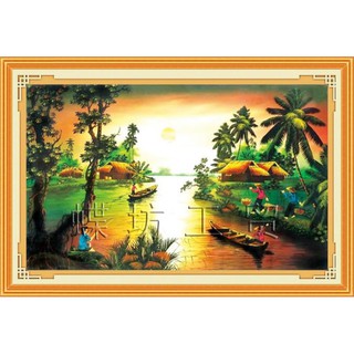 Tranh Thêu Chữ Thập Sông Nước Miền Tây 222159 (khách tự thêu) kt:106x68cm