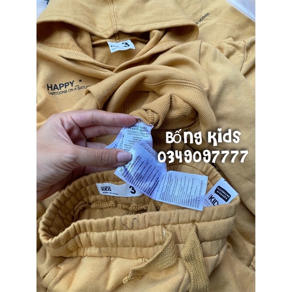 Bộ Nỉ Hoodie Bé Trai Túi Trước Basic Vàng CottonOn(bán lẻ áo lẻ quần)