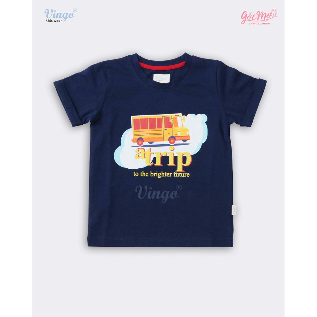 Áo thun bé trai ngắn tay in hình xe buýt_Xanh Navy_100% cotton