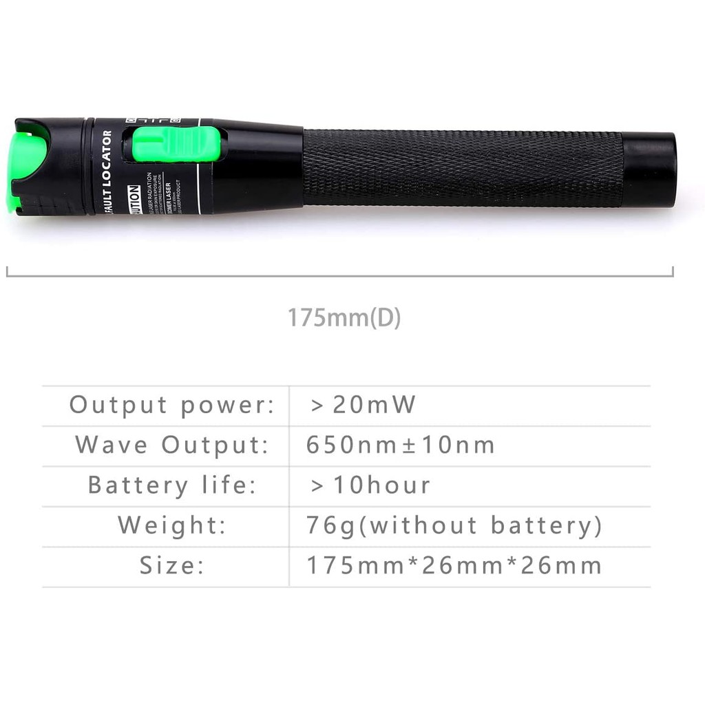 Bút soi quang 20km công suất laser 20nW-Vỏ sắt siêu bền, Pin AAA có thể thay thế tiện dụng